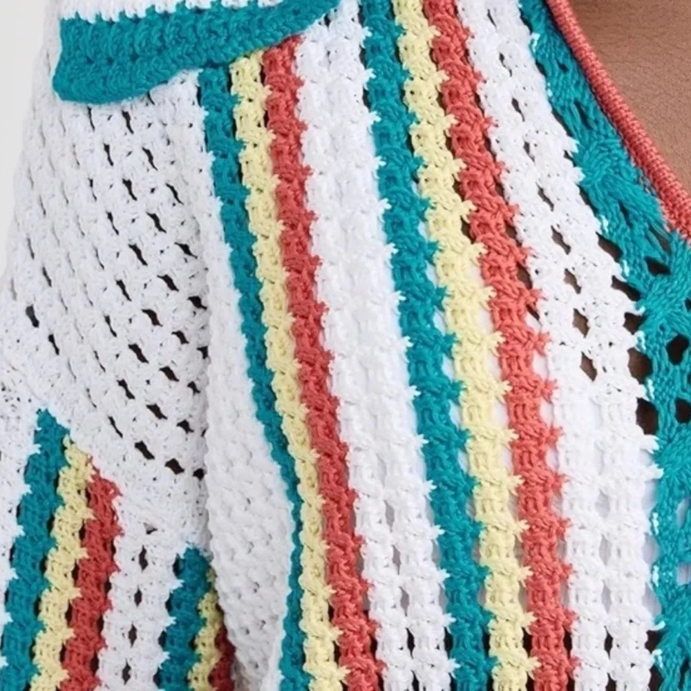Solid & Striped The Lola Pullover Crochet Long Sleeved Split Cuffs - Picture 5 of 14